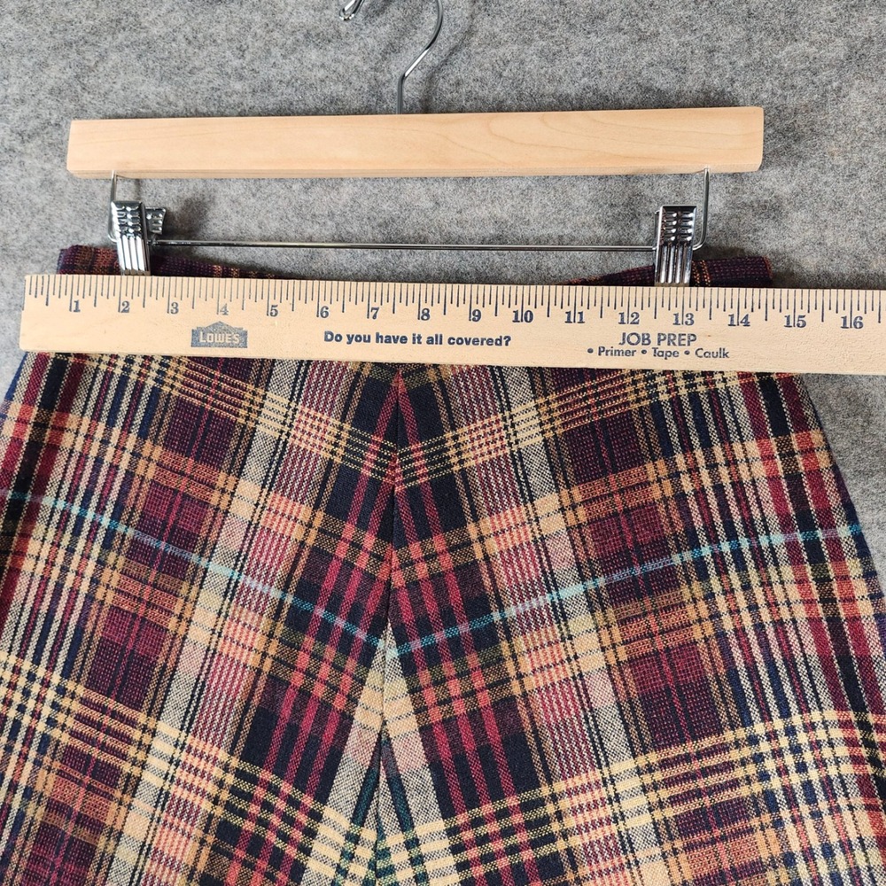 Vintage Plaid A Line Midi Skirt Wool Blend 29 Button Zip Closure Womens Academia - Picture 4 of 13